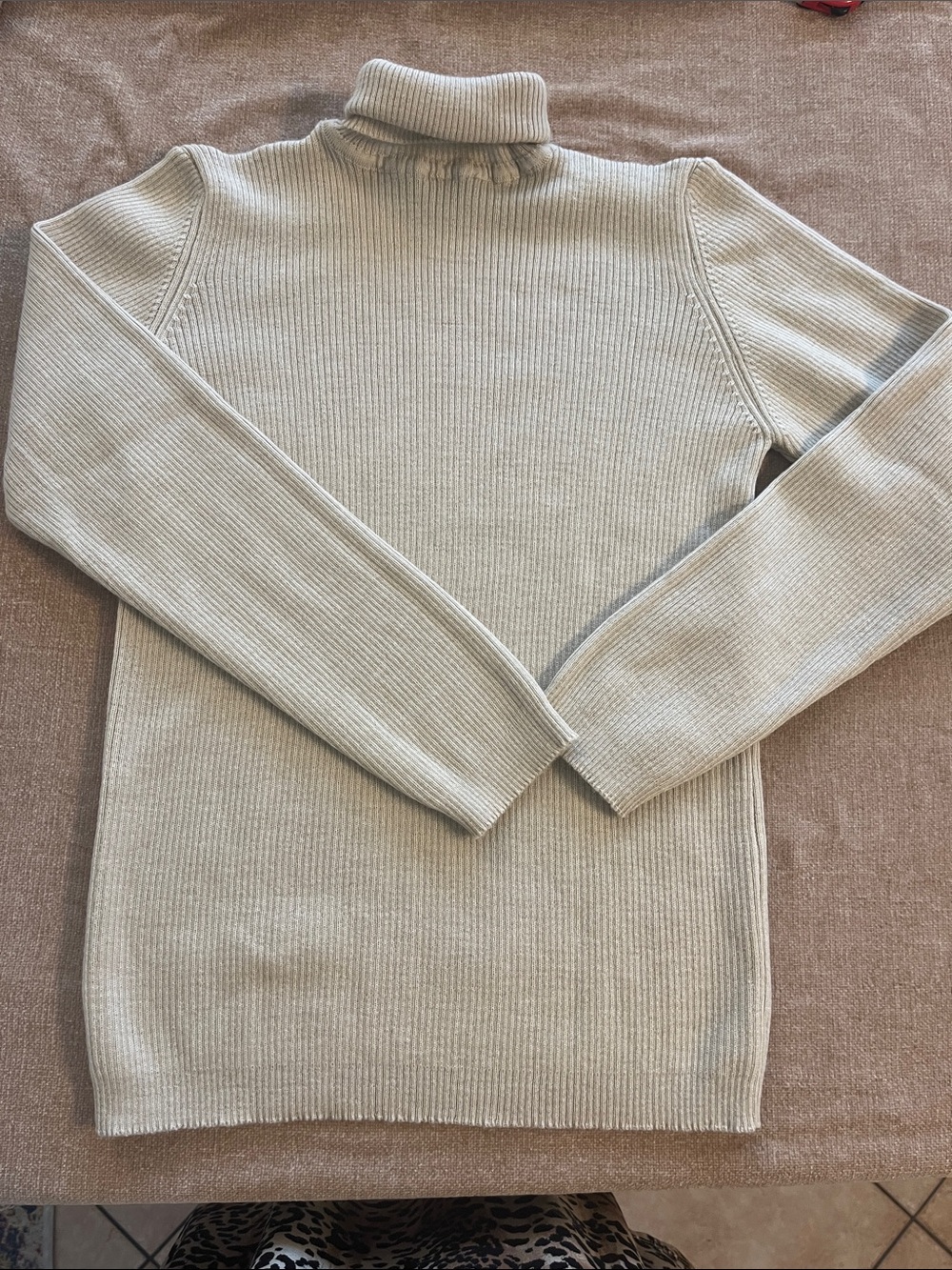 Turtleneck Ribbed Sweater - Cream - Picture 2 of 4